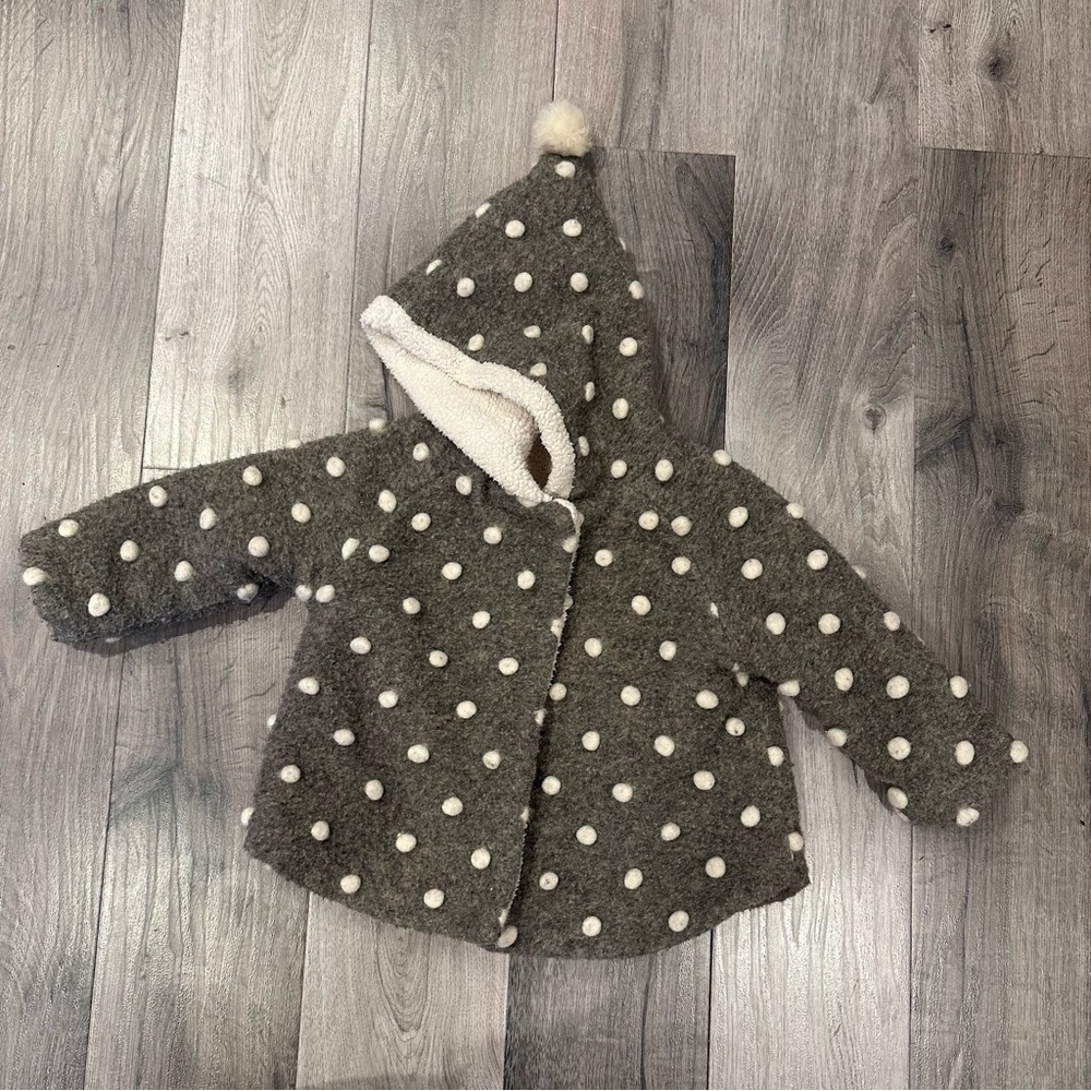 EUC Zara Baby Girl Knitwear Coat with Hood size 3 - 4